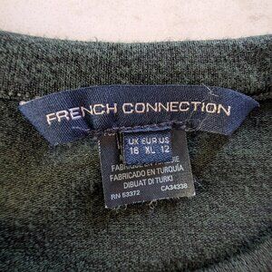 French Connection Women's Long Sleeve Long Dark Green Fitted Sweater Dress